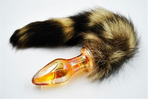 Gold Crystal Butt Plug Pyrex Glass Anal Dildo With To Fox Cat Tail