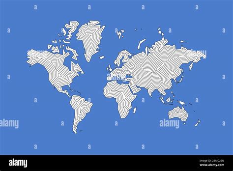 World Map Outline Fingerprint Style Sharp Polygonal Geometric Style