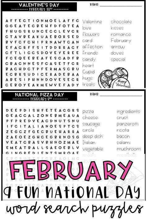 February Word Search Puzzles With Images Word Search Puzzles