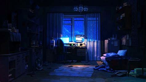 Chill Late Night Anime Scenery Wallpaper Pixel Art Dark Aesthetic