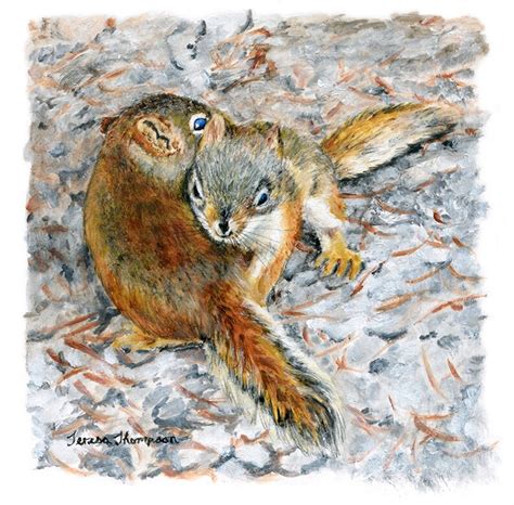 Baby Red Squirrels Original Acrylic Painting Woodland Themed Etsy