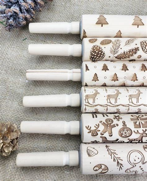 Embossed Rolling Pin T For Bakers Cookie Stamp Pinecone Etsy