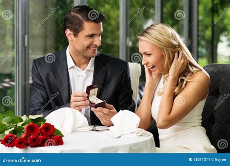 Man Making Propose To His Girlfriend Stock Image Image Of Celebration