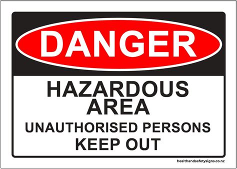 Hazardous Area Unauthorised Persons Keep Out Danger Sign Health And