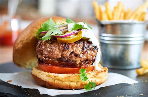 They call for lots of veggies whole fresh foods and lean ground beef boosted by flavorful seasonings. Chilli Beef Burgers | Burger Recipes | Tesco Real Food