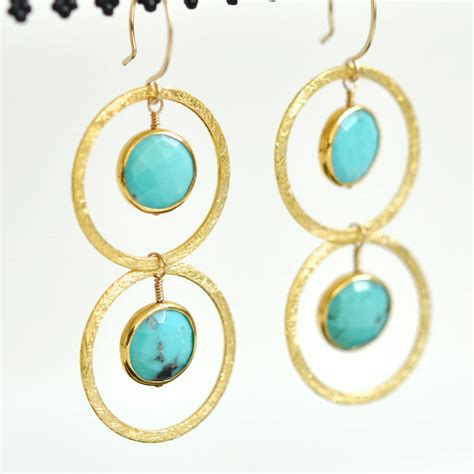 Gold Turquoise Earrings Gold Vermeil Earrings Gold Filled Etsy