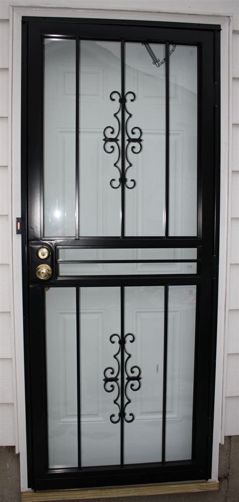 Black Wrought Iron Security Storm Door Picture Free Photograph