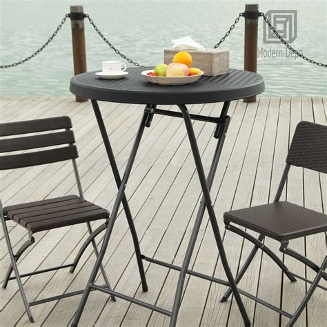 Plastic Bar Height Folding Table Portable Round Bistro Patio Table 32