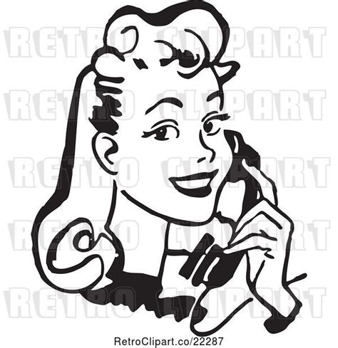 Vector Clip Art Of Retro Lady Talking On A Phone 1 By Bestvector 22287