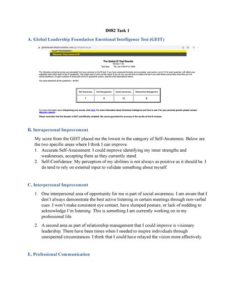 D082 Task 1 Passed D082 Task 1 A Global Leadership Foundation