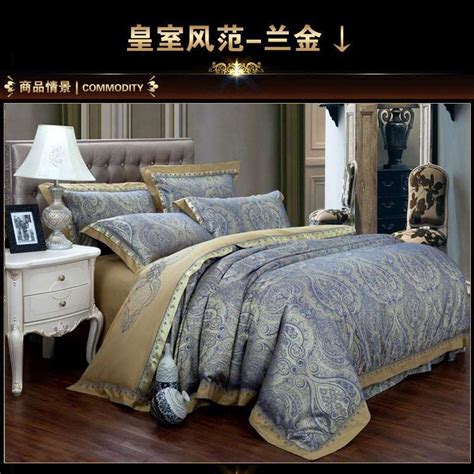 King bedding sets and comforter sets come with more than just the larger blanket though. Aliexpress.com : Buy Luxury blue paisley gold satin ...