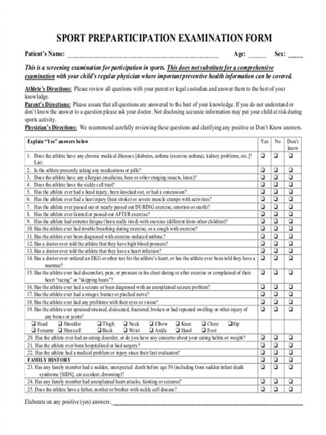 The following is a list of sports/games, divided by category. FREE 6+ Physical Examination Forms in PDF