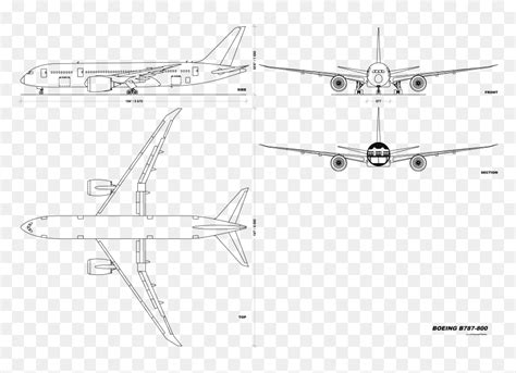 File B787 800v1 0 Blueprint Boeing 787 Sketch Hd Png Download Vhv