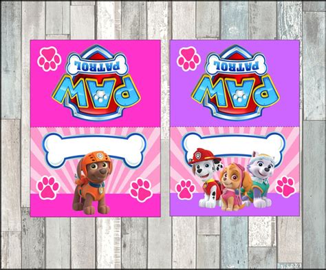 Pink Paw Patrol Food Labels Paw Patrol Birthday Food Labels Paw