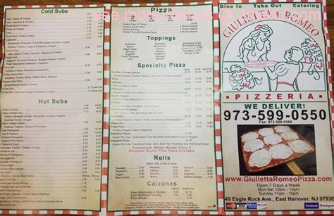 This is a list of smaller local towns that surround east hanover, nj. Giulietta E Romeo Pizzeria Coupons - 7 Ronald Dr East ...