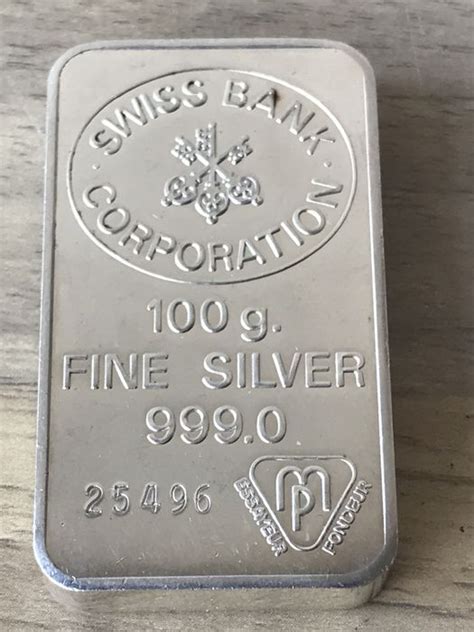 100 Gram Silver Bar Swiss Bank Corporation Catawiki