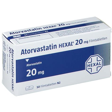 Atorvastatin 20 mg tablet ' uses of atorvastatin tablets: Atorvastatin HEXAL® 20 mg 50 St - shop-apotheke.com