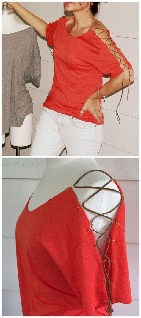 Diy Leather Lace Up T Shirt Restylemake This Easy No Sew Laced