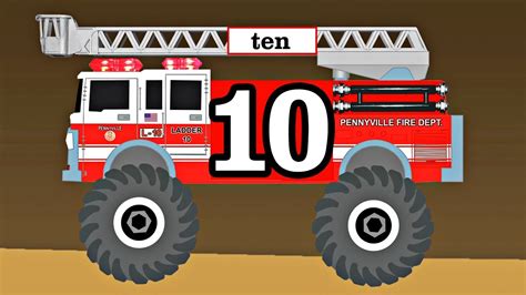 Monster Trucks Fire Trucks Teach Kids Counting And Numbers Preschool
