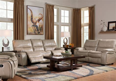 Cindy Crawford Home Gianna Mushroom Leather 2 Pc Living Room with