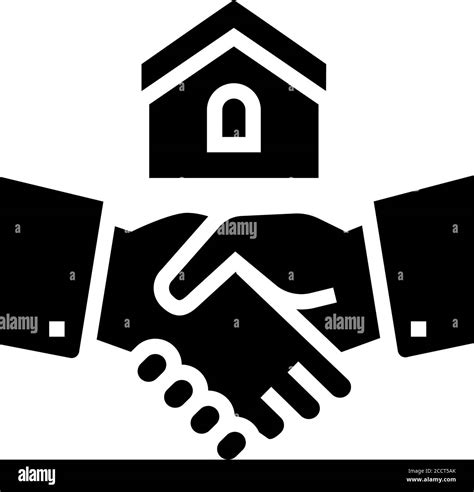 Haus Kaufen Handshake Glyphe Symbol Vektor Illustration Stock