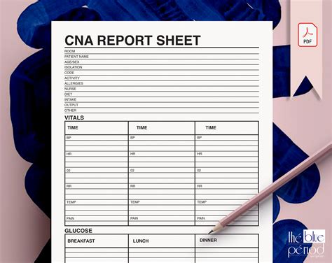 Printable CNA Report Sheet Etsy Canada