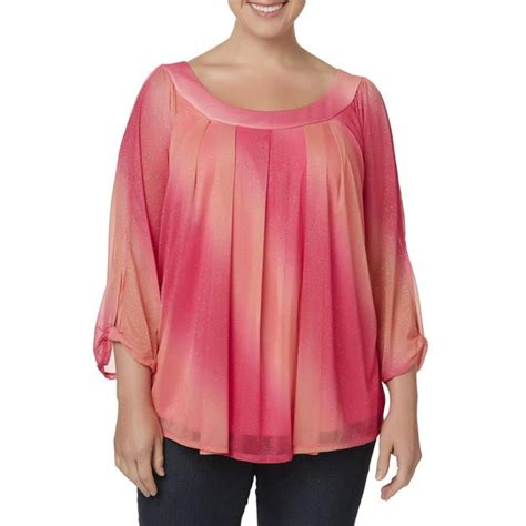 Simply Emma Womens Plus Pleated Top