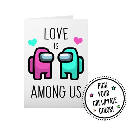 Love Is Among Us Card Anniversary Card Among Us Gaming Personalized