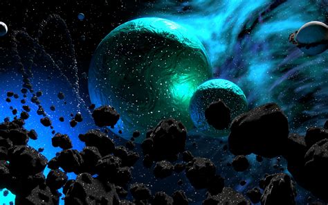Download Wallpaper 3840x2400 Planets Asteroids Space Nebula Galaxy