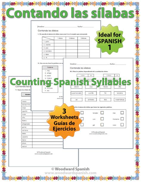 Counting Spanish Syllables Worksheets Contando Las Sílabas Woodward