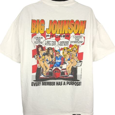 Big Johnson Pit Crew T Shirt Vintage 90s Racing Every Member Etsy