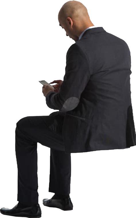 Download Cutout Man Sitting Phone Back People Sitting Back Png Full