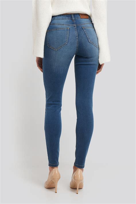 Skinny Low Waist Jeans Niebieski Na