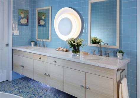 You can make this idea your own simply by finding your own way to combine multiple pieces that each feature navy and another way to add navy blue into your bathroom is to paint the cabinets or vanity. 15+ Blue and White Bathroom Designs, Ideas | Design Trends ...