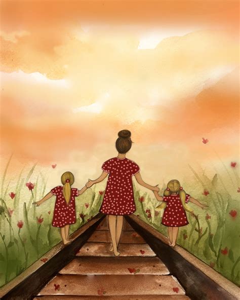 T For Mom 2 Daughters Artwork T For Daughter Mother And Daughter Our Path Art Print