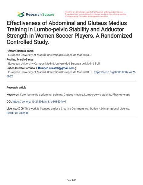 Pdf Effectiveness Of Abdominal And Gluteus Medius Training In Lumbo Pelvic Stability And