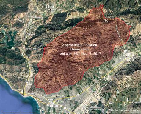 Thomas Fire Burns Into Ventura California Wildfire Today