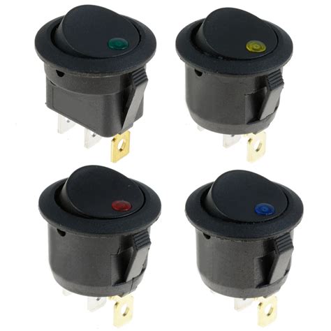 Onoff Rocker Switches 3 Terminals Pins Black Round Power Switch With