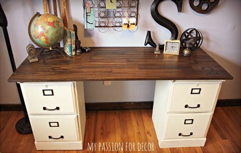 Use a besta cabinet as a sleek console table by mounting it on the wall like this one from the blog, domestic stories with ivy. File Cabinet Desk Diy Pottery Barn Inspired Desk Using ...