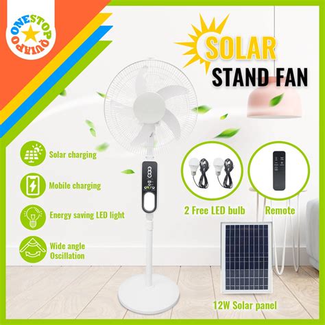 Osq 16 Inch Acdc Dual Power Rechargeable Stand Fan With Led Light And