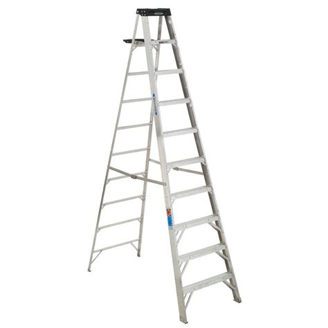 Werner 10 Ft Aluminum Step Ladder With 300 Lb Load Capacity Type Ia