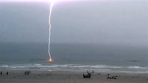 Video Watch Lightning Bolt Hit Myrtle Beach Ocean In Storm Durham