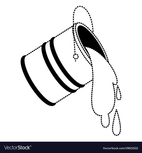 Paint Bucket Spilling In Black Dotted Contour Vector Image
