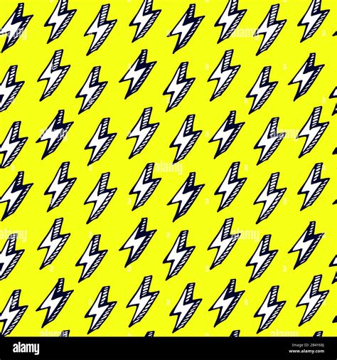 Colorful Lightning Bolt Pattern In Comic Doodle Style Cartoon Thunder
