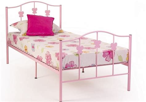 Sophia Pink Metal Bed Frame With Butterflies 3ft Single