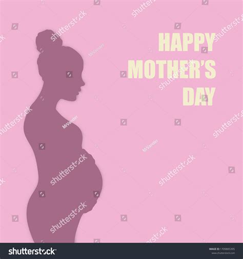 Mothers Day Greeting Card Pregnant Woman Royalty Free Stock Vector 1709885395