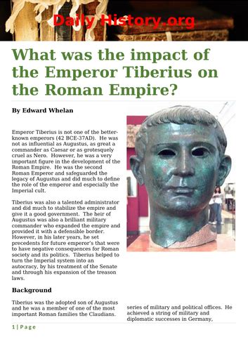 Ezine Article What Was The Impact Of The Emperor Tiberius On The