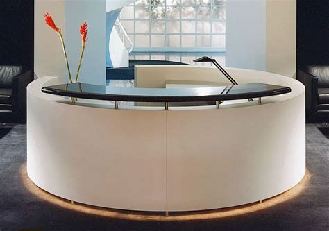 Exquisit Custom Design White Round Reception Desk With