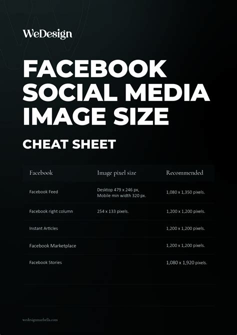 Social Media Image Size Cheat Sheet We Design Marbella