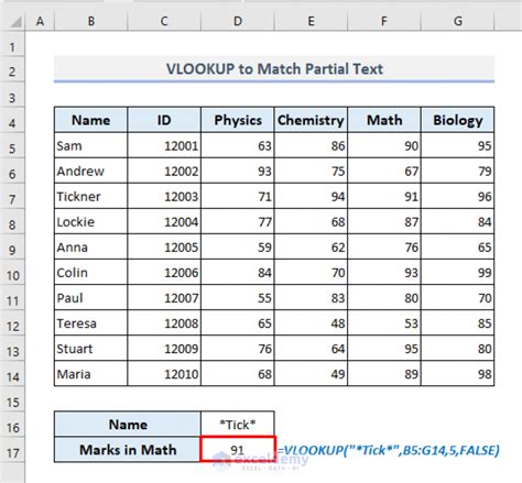 Lookup Partial Text Match In Excel 5 Methods Exceldemy